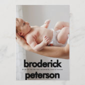 Moderne Einfache Neugeborenen-Foto-Geburt Ankündigung (Rückseite)