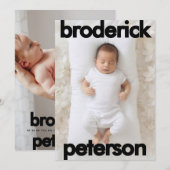 Moderne Einfache Neugeborenen-Foto-Geburt Ankündigung (Vorne/Hinten)