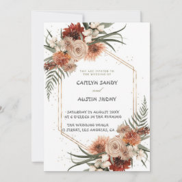 Moderne einfache neutrale Boho Floral Einladung