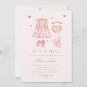 Moderne, einfache Niedliche Boho Clothes Girl Baby Einladung (Vorderseite)