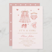 Moderne, einfache Niedliche Boho Clothes Girl Baby Einladung (Vorne/Hinten)