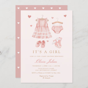 Moderne, einfache Niedliche Boho Clothes Girl Baby Einladung