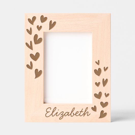 Moderne, einfache Niedliche Herzen tragen den Name Geätzte Rahmen (Vorderseite)