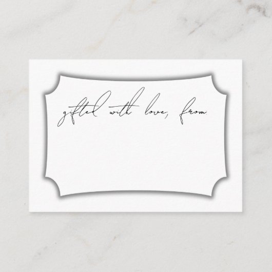 Moderne, einfache "No-Wrap-Dusche"-Geschenkmarke Begleitkarte (Rückseite)