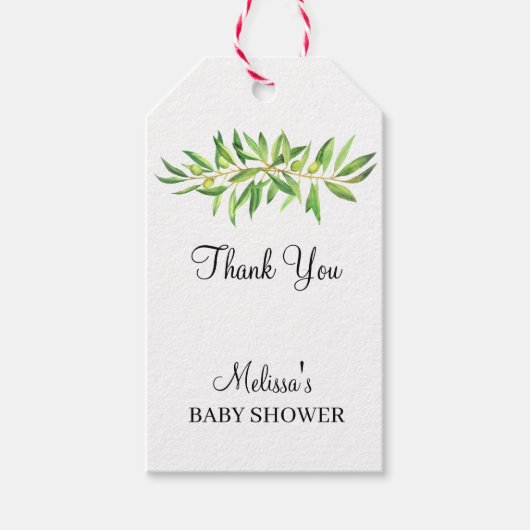 Moderne einfache Olivenzweig Grün danke Geschenkanhänger (Vorderseite)