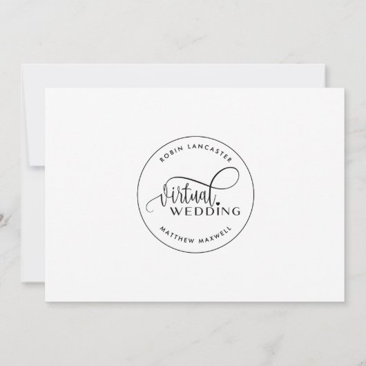 Moderne einfache Online-Virtuelle Hochzeit Einladung (Rückseite)