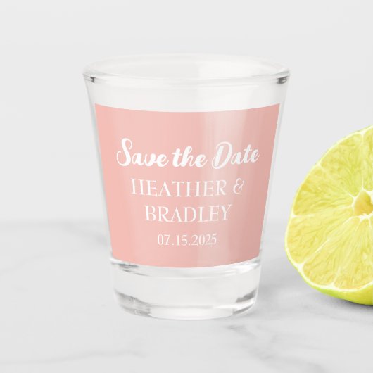 Moderne, einfache Orange Einzigartige Hochzeit Schnapsglas (Vorderseite)