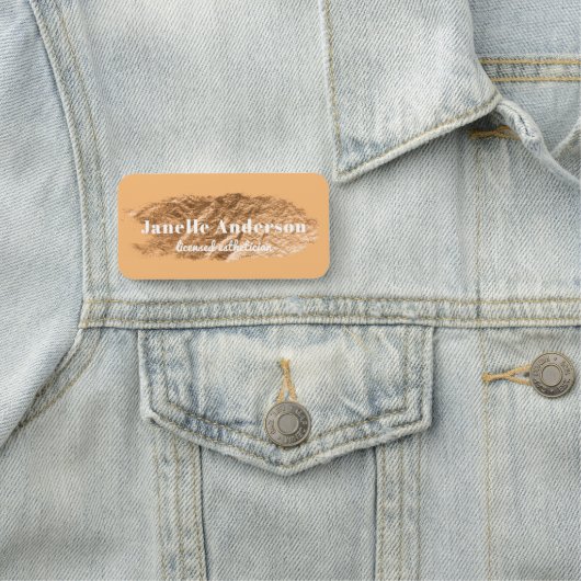 Moderne, einfache Orange Imitate Gold Fossil Beruf Namensschild (Beispiel)