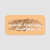 Moderne, einfache Orange Imitate Gold Fossil Beruf Namensschild (Vorderseite)