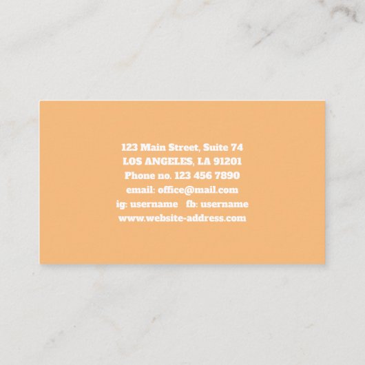 Moderne, einfache Orange Imitate Gold Fossil Beruf Visitenkarte (Rückseite)