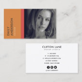 MODERNE EINFACHE ORANGE RED PERSONAL FOTO IDENTITY VISITENKARTE (Vorne/Hinten)