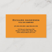 Moderne, einfache orange schwarze Visitenkarte (Vorderseite)