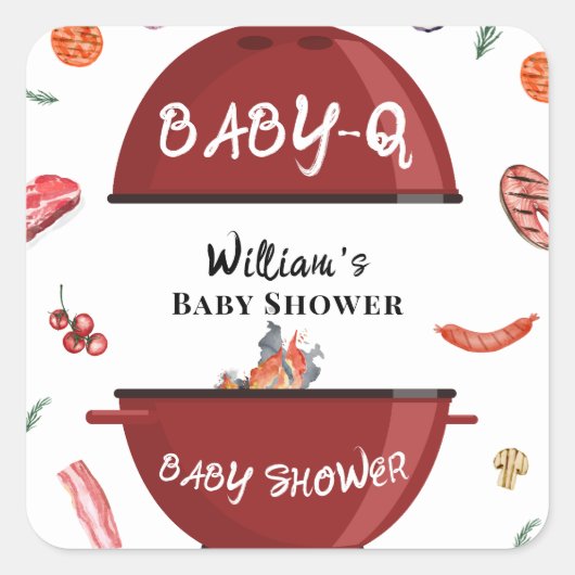 Moderne, einfache Outdoor GRILLEN Kinderdusche Quadratischer Aufkleber (Vorderseite)