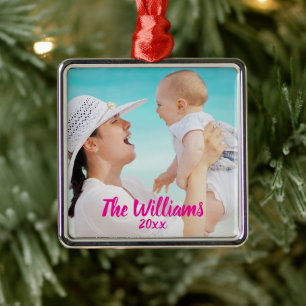 Moderne einfache Overlay-Geschenke personalisierte Ornament Aus Metall