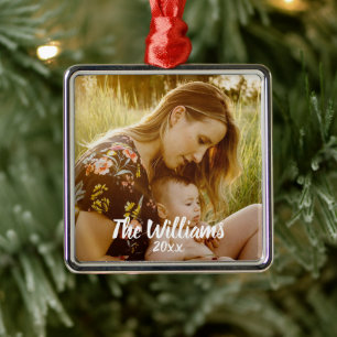 Moderne einfache Overlay-Geschenke personalisierte Ornament Aus Metall
