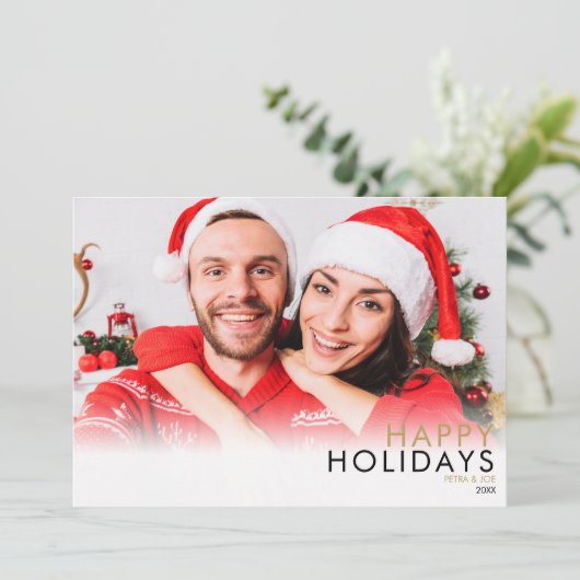 Moderne Einfache Paare Foto Weihnachten (Stehend Vorderseite)