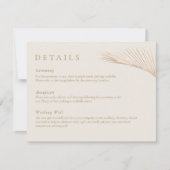 Moderne, einfache Palm-Blätter - Detailkarte Einladung (Vorderseite)