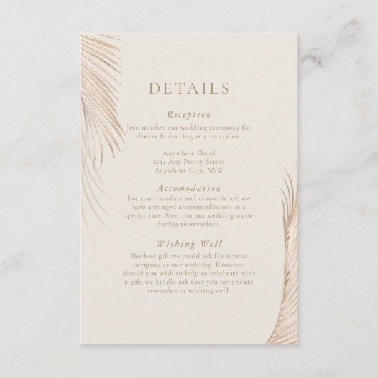 Moderne Einfache Palm Blätter Einschlusskarte Begleitkarte (Vorderseite)