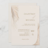 Moderne, einfache Palm-Blätter Hochzeit Einladung (Vorne/Hinten)