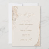 Moderne einfache Palm-Blätter Save the Date Einladung (Vorderseite)