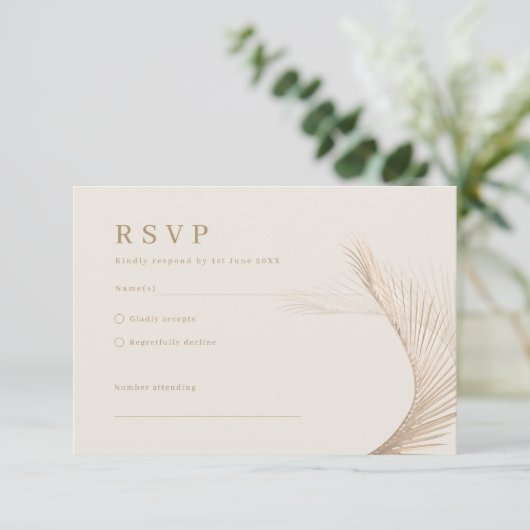 Moderne, einfache Palm-Blätter UAWG Reply Card RSVP Karte (Stehend Vorderseite)