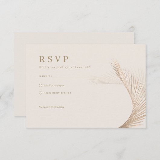 Moderne, einfache Palm-Blätter UAWG Reply Card RSVP Karte (Vorne/Hinten)