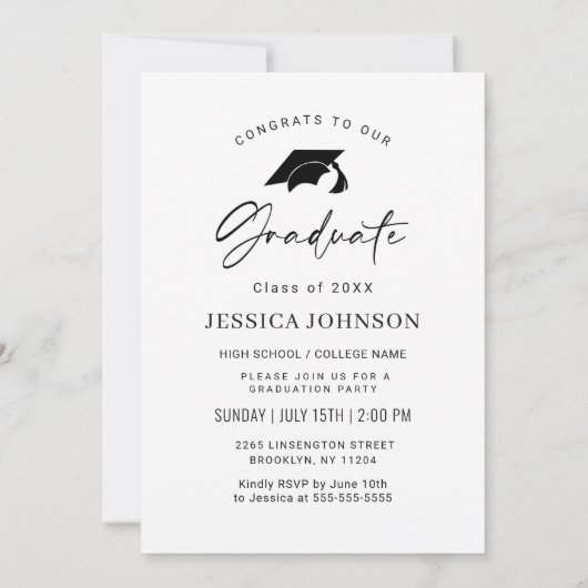 Moderne Einfache Partei für den Minimalistischen F Einladung (Rückseite)