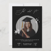 Moderne Einfache Partei für den Schwarz-weißen Fot Einladung (Vorderseite)