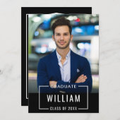 Moderne Einfache Partei für den Schwarz-weißen FOT Einladung (Vorne/Hinten)