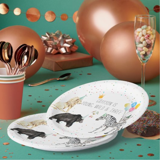 Moderne einfache Party-Tier-Wasserfarbe Pappteller (Multi)