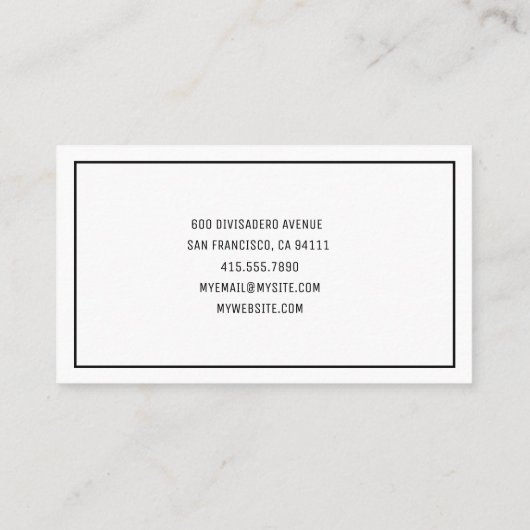 Moderne, einfache, pastellfarbene, rosa und schwar visitenkarte (Rückseite)