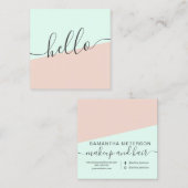 Moderne einfache Pastellminze erröten rosa girly Quadratische Visitenkarte (Vorne/Hinten)