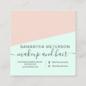 Moderne einfache Pastellminze erröten rosa girly Quadratische Visitenkarte (Rückseite)