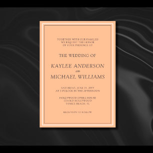 Moderne einfache Peach Fuzz Wedding Einladung