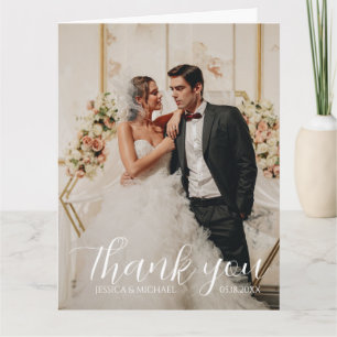 Moderne einfache personalisierte Foto-Hochzeit Dankeskarte