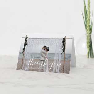 Moderne einfache personalisierte Foto-Hochzeit Dankeskarte