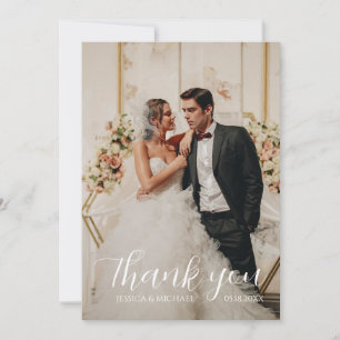 Moderne einfache personalisierte Foto-Hochzeit Dankeskarte