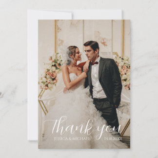Moderne einfache personalisierte Foto-Hochzeit Dankeskarte