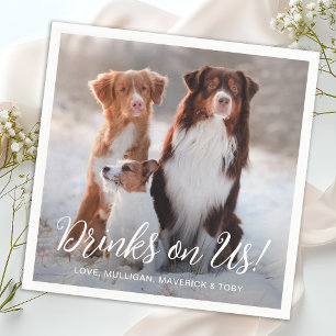 Moderne, einfache Personalisierte Hunde-Hochzeit f Serviette
