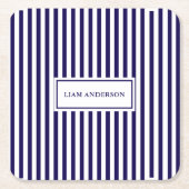 Moderne, einfache Personalisierte Marine mit verti Rechteckiger Pappuntersetzer (Vorderseite)