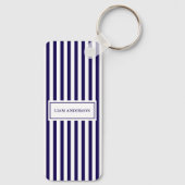 Moderne, einfache Personalisierte Marine mit verti Schlüsselanhänger (Rückseite)