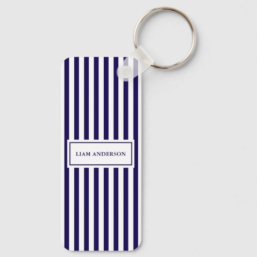Moderne, einfache Personalisierte Marine mit verti Schlüsselanhänger (Rückseite)