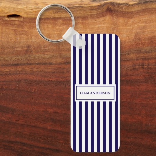 Moderne, einfache Personalisierte Marine mit verti Schlüsselanhänger (Vorderseite)