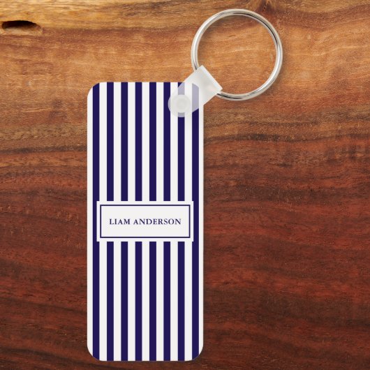 Moderne, einfache Personalisierte Marine mit verti Schlüsselanhänger (Rückseite)