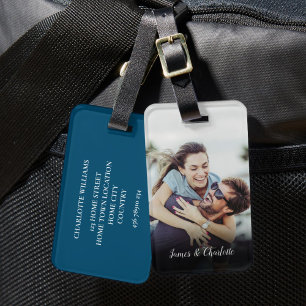 Moderne einfache personalisierte Paarfoto Gepäckanhänger