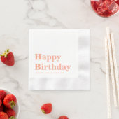 Moderne einfache Pfirsich-Geburtstag Serviette (Beispiel)