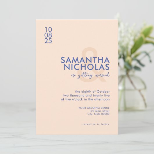 Moderne, einfache Pfirsichbläserei Einladung (Stehend Vorderseite)