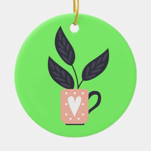 Moderne, einfache Pflanze Keramik Ornament (Vorne)