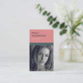 MODERNE EINFACHE PINK GRAU PERSONAL FOTO IDENTITY VISITENKARTE (Stehend Vorderseite)