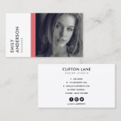 MODERNE EINFACHE PINK PERSONAL FOTO IDENTITY VISITENKARTE (Vorne/Hinten)